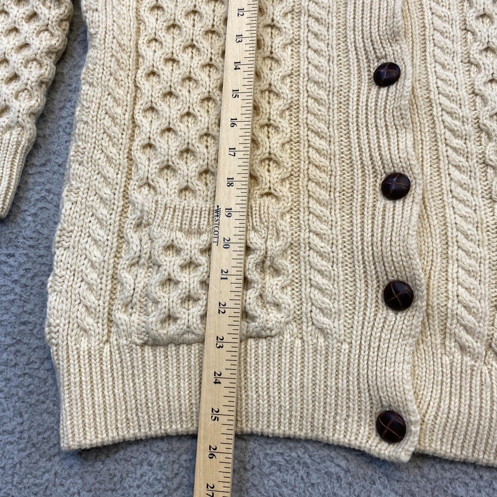 Inis Crafts‎ Sweater Womens Small Wool Aran Fisherman Cardigan Made in Ireland - Picture 7 of 10